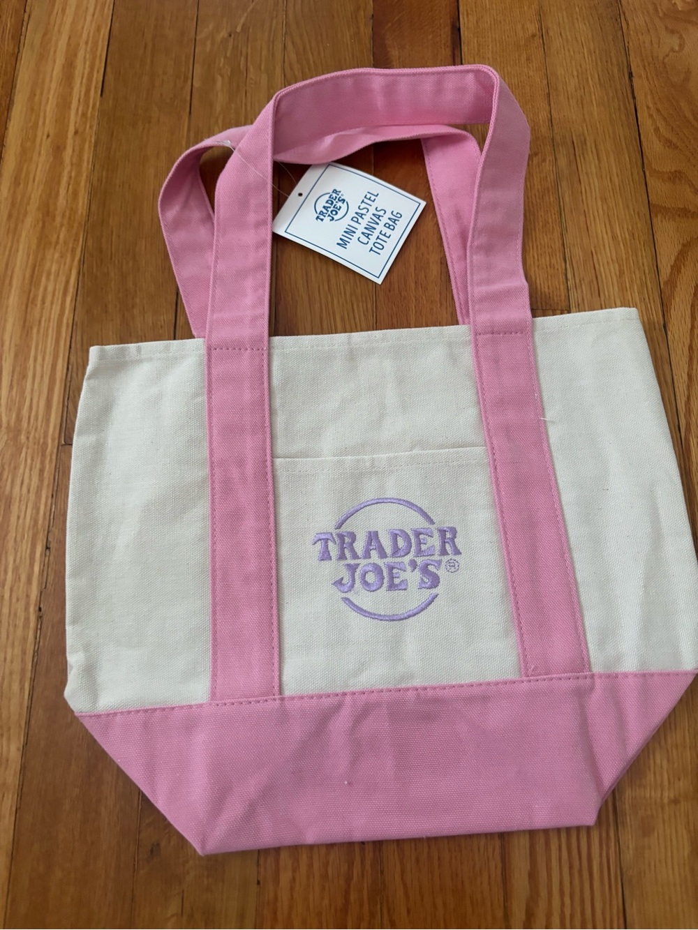 Trader Joes mini tote bag pastel color  -PINK